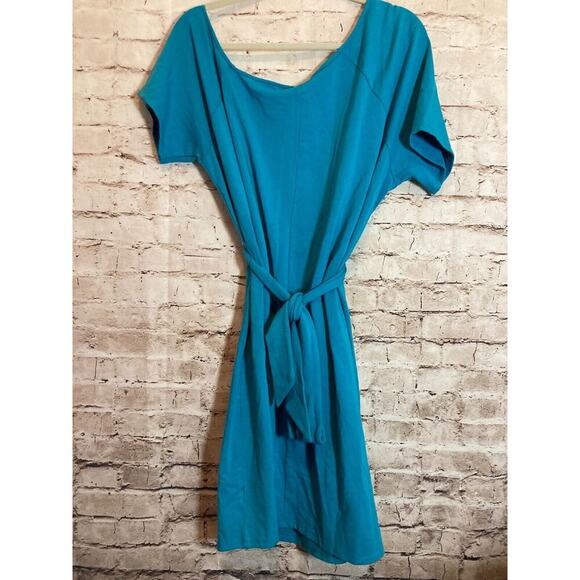 Torrid Callie T-Shirt Dress Womens 2X Teal French Terry Stretch Belted Plus - Picture 12 of 14